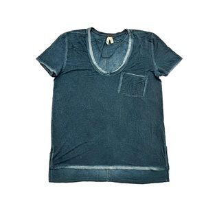 NWOT Womens size small We The Free People distressed pocket tee/teal/blue/boho